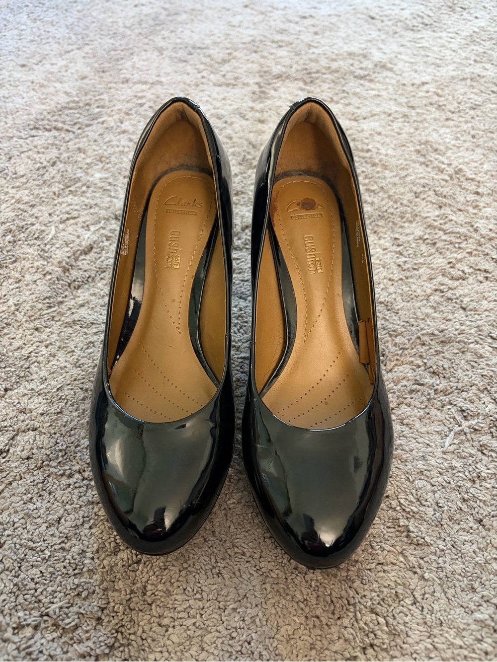 Clarks Brier Dolly black patent platform pumps